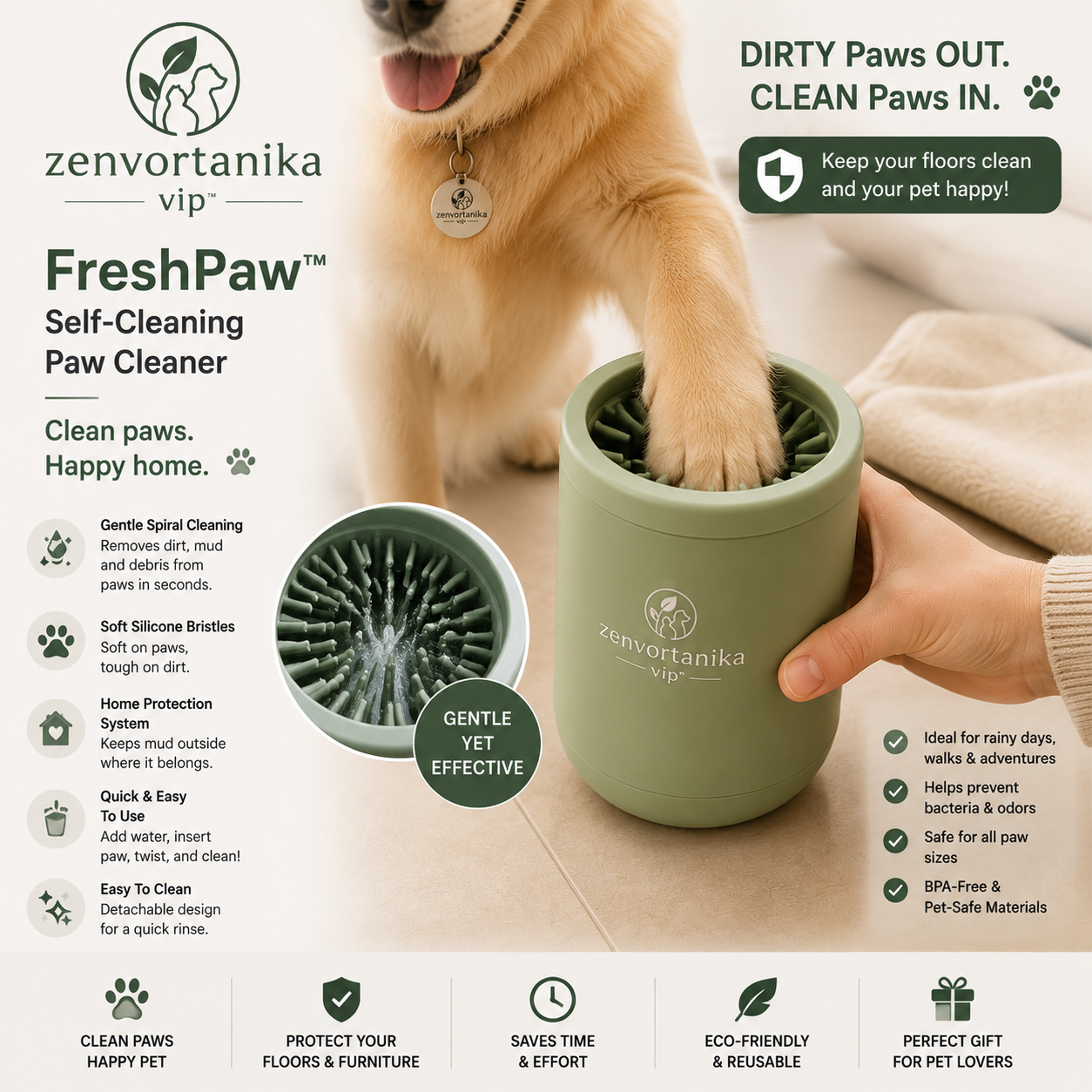 Zenvortanika™ FreshPaw™ Self-Cleaning Paw Cleaner
